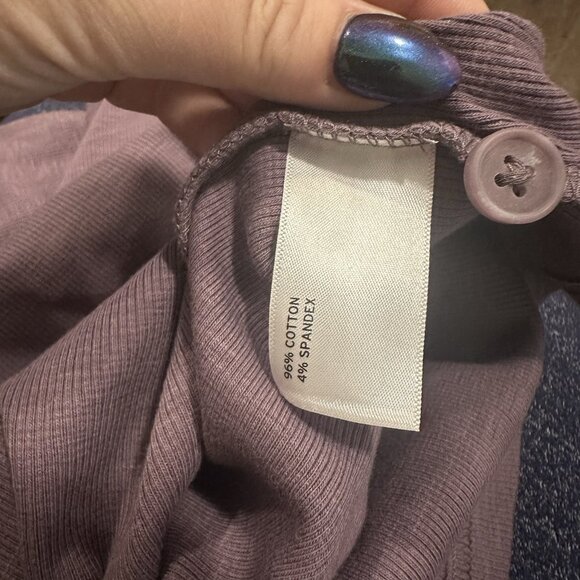 Duluth Trading Co Women’s Makers Studio Cotton Rib Henley Shirt Purple 1X XL - Picture 6 of 6